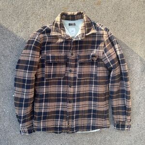 Brown & cream plaid button-up jacket